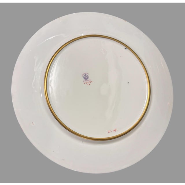 Victorian Set of 8 Vintage Crescent England Cobalt Blue & Gold Decorated 10" Dinner Plates For Sale - Image 3 of 6