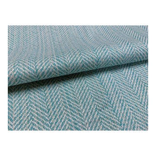 Cowtan & Tout Pool Sunbrella Indoor Outdoor Teal Aqua Beige Herringbone Upholstery Fabric For Sale