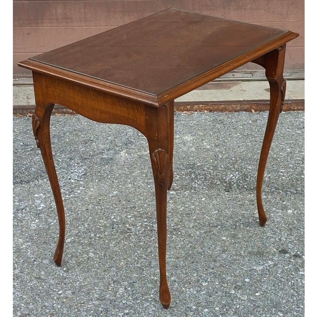 Mid 20th Century French Empire Style Mahogany and Glass Top Insert Side Table For Sale In Washington DC - Image 6 of 8