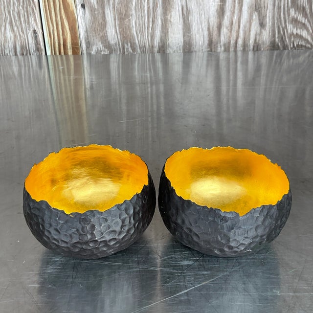 Vintage Contemporary Alexander Lamont Hammered Raw Edge Bronze Bowls - a Pair For Sale - Image 4 of 9