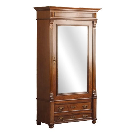 Antique Walnut Mirrored Cabinet, 1880 For Sale