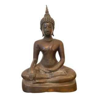 Vintage Sukhothai Bronze Buddha From Thailand For Sale