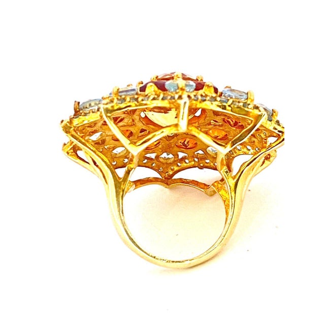 Orange Bochic "Orient" Vintage Diamond, Cognac Citrine & Peridot Ring Set 18K Gold & Slver For Sale - Image 8 of 18
