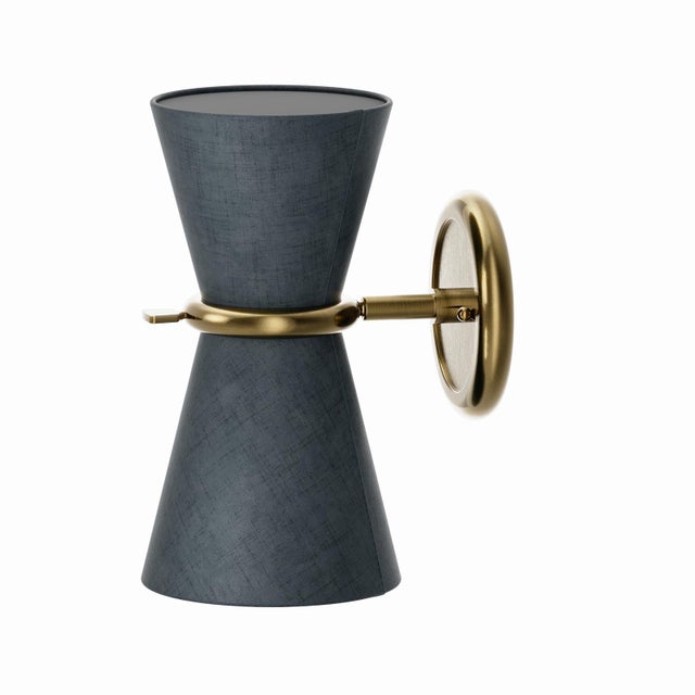 2020s Regina Andrew Gable Sconce, Antique Natural Brass with Storm Blue Shade For Sale - Image 5 of 7
