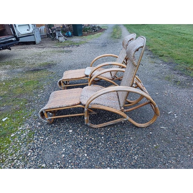 1970s Rattan Deck Chairs, 1970, Set of 2 For Sale - Image 5 of 13