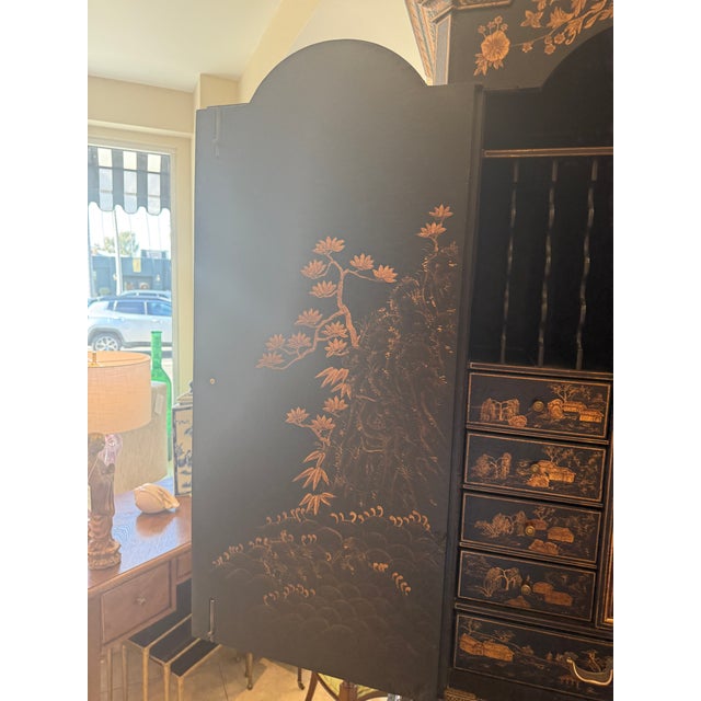 Black Chinoiserie Secretary Desk For Sale - Image 8 of 18