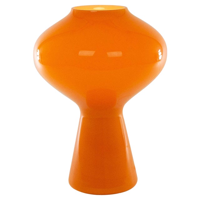 Large Orange Hand Blown Fungo Table Lamp by Massimo Vignelli for Venini, 1950s For Sale