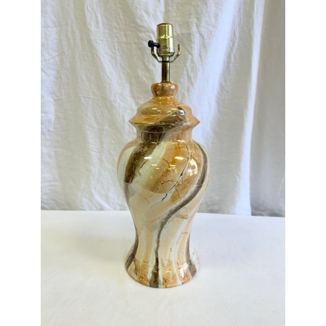 Chinoiserie Vintage James Mont Style Chinoiserie Luster Glaze Ginger Jar Table Lamp For Sale - Image 3 of 9