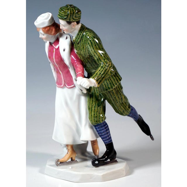 Art Nouveau Ice-Scaters Figurine by Alfred Koenig for Meissen, 1890s For Sale - Image 5 of 8