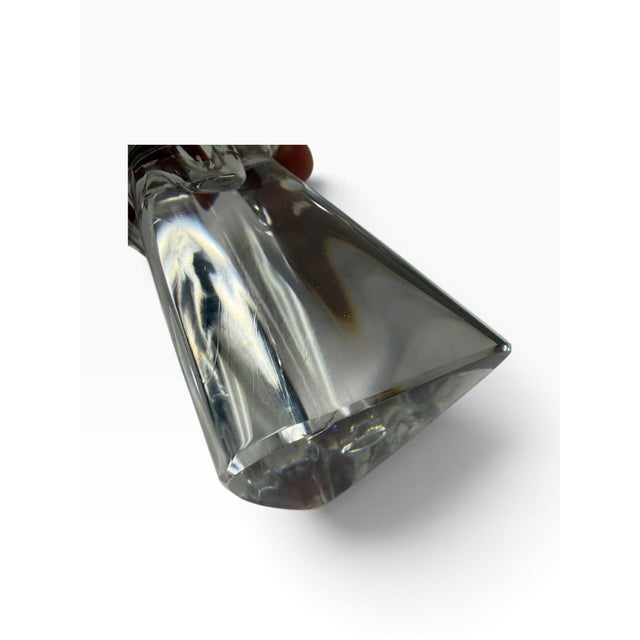 Mid 20th Century Vintage 1950s Signed Val Saint Lambert "Tricorne" Crystal Candlesticks - A Pair For Sale - Image 5 of 7