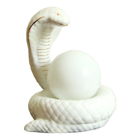 Ceramic and Murano Glass Snake Lamp from Avorin, Italy, 1970s For Sale