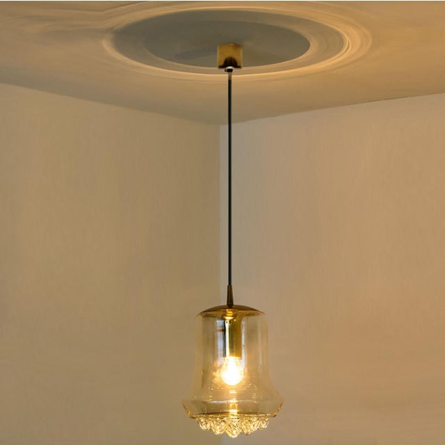 Smoked Brown Glass and Brass Pendant Lights attributed to Peill and Putzler, 1960s, Set of 2 For Sale - Image 17 of 18