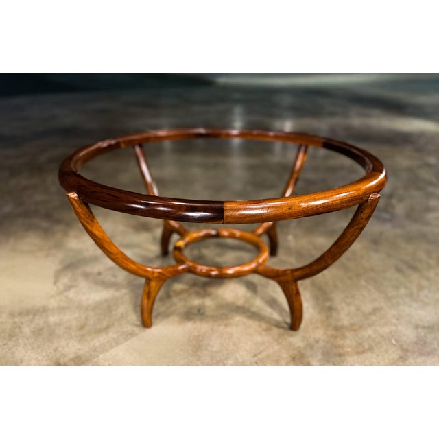 Giuseppe Scapinelli Round Coffee Table in Caviúna Wood & Glass by Giuseppe Scapinelli, Brazil, 1950s For Sale - Image 4 of 16