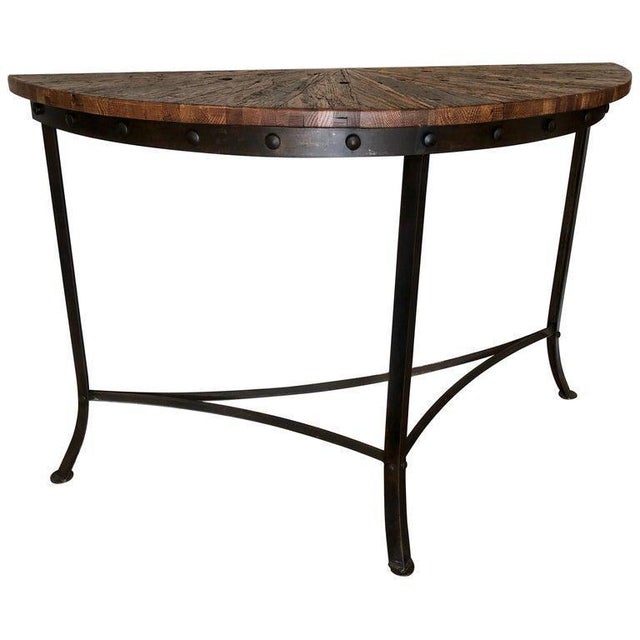 Modern Wrought Iron and Repurposed Oak Console Table Chairish