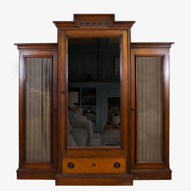 Late Victorian Walnut Armoire Wardrobe For Sale - Image 13 of 13