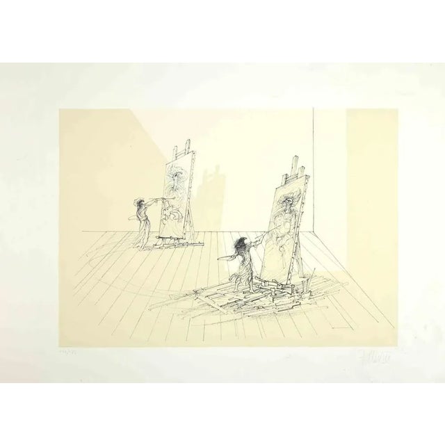Painters in the Studio is a print realized by Fabrizio Clerici in the 1970s. Lithograph print. Hand-signed and numbered,...