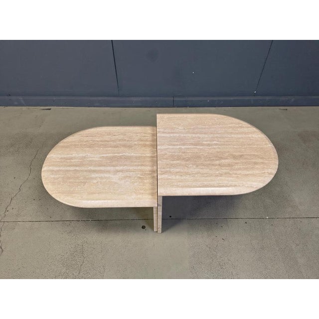 Pair of 1970s italian travertine stone coffee tables or side tables. The table can be a two level coffee table or be used...