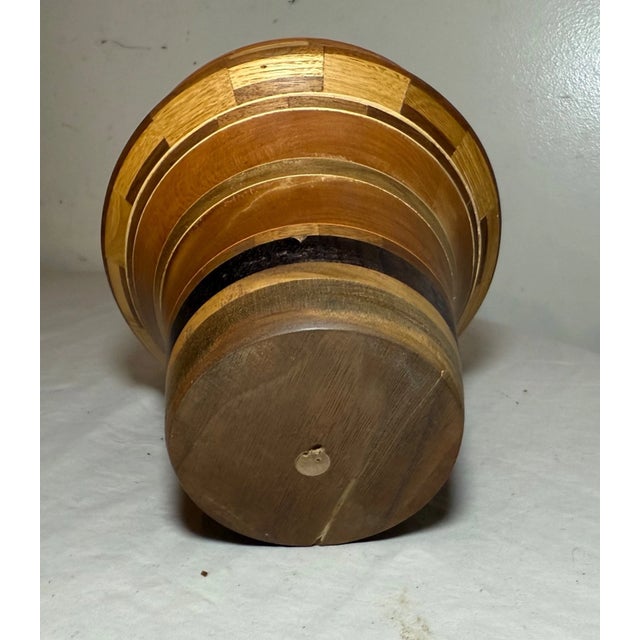 Unusual Vintage Handmade Modernist Turned Natural Wood Artisan Vase Sculpture For Sale - Image 11 of 11