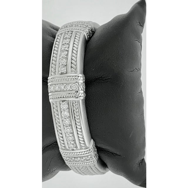 2.2 Carat Diamonds and 83 Gm 18 Karat Gold Cuff Bangle Bracelet Judith Ripka For Sale - Image 10 of 18