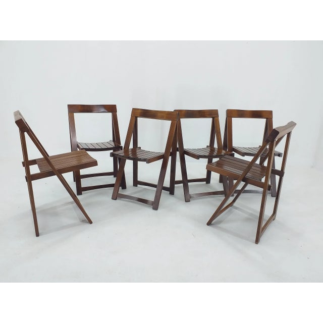 Mid-Century Folding Chairs by Aldo Jacober for Alberto Bazzani, 1960s, Set of 6 For Sale - Image 3 of 15