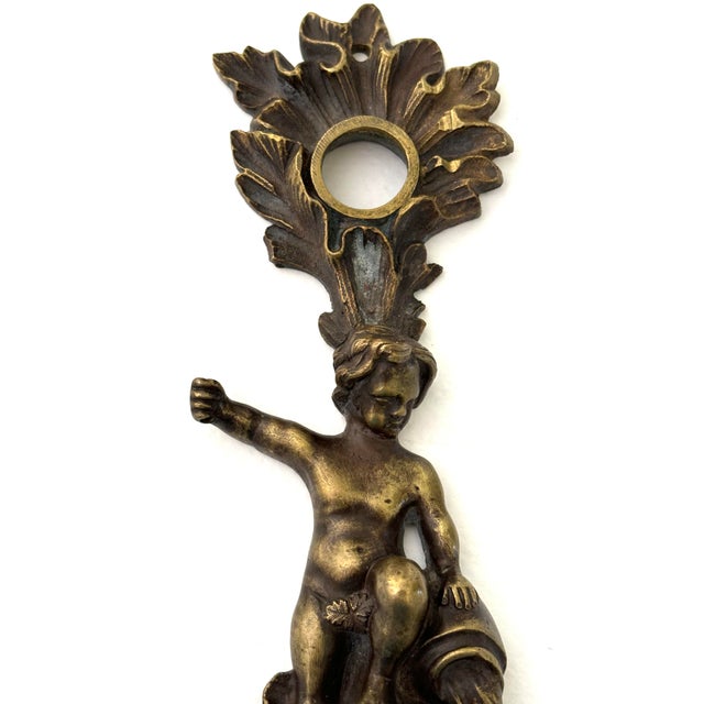 Vintage Bronze Key Hole Escutcheon Putto Pouring Water For Sale In Los Angeles - Image 6 of 10