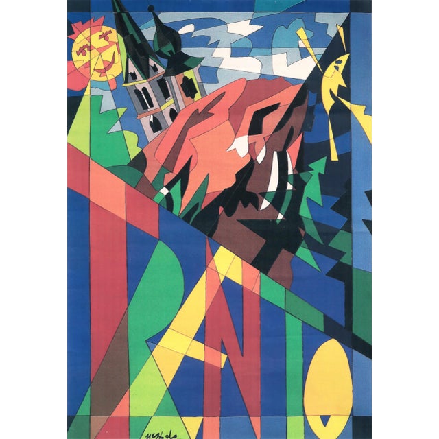 Date: 1991 Size: 27 x 39 inches Artist: Nespolo, Ugo About The Poster: A poster celebrating the city of Trento, a city in...