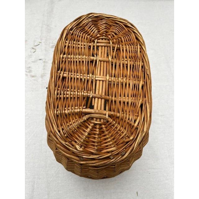 Wood Rounded Wicker Basket For Sale - Image 7 of 8