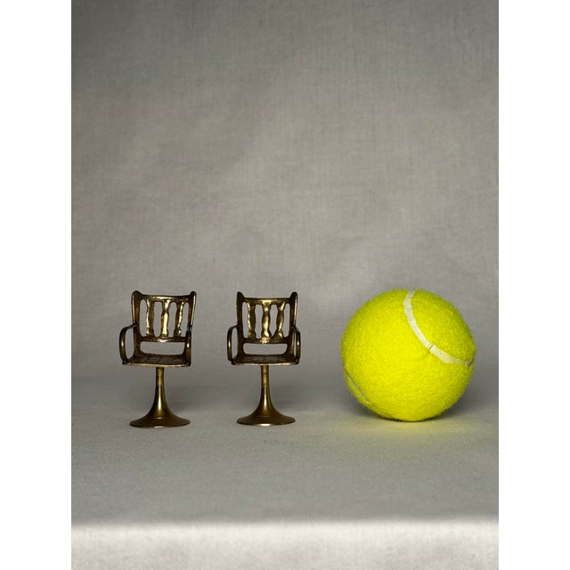 Vintage English Traditional Miniature Solid Brass Chairs, a Pair For Sale - Image 10 of 11