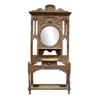 Victorian Green Man Hall Stand in Oak, 1880 For Sale