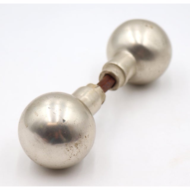 Mid 20th Century Pair of Modern Brushed Chrome Brass Ball Passage Door Knobs For Sale - Image 5 of 5