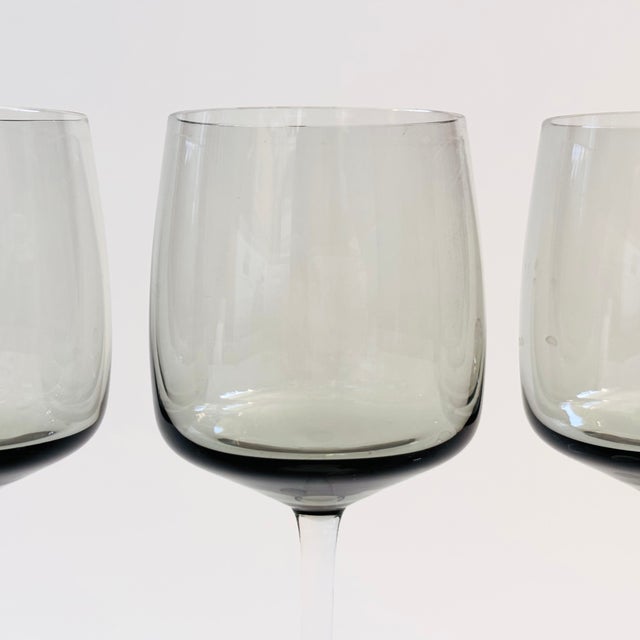 Glass Mid Century "Cora" Smoke Glass Wine Glasses by Peill & Putzler, Germany - 5 Ounces - Set of 5 For Sale - Image 7 of 9