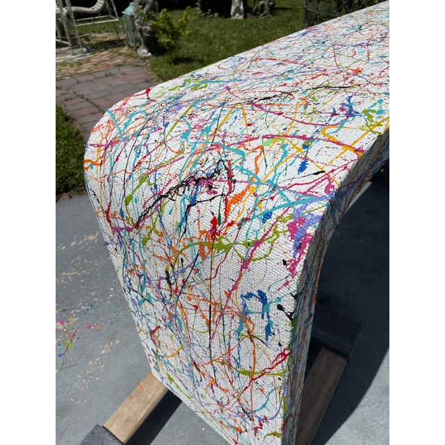 Karl Springer Style 1970s Waterfall Console – Hand-Painted by Julio Jimenez For Sale - Image 11 of 11