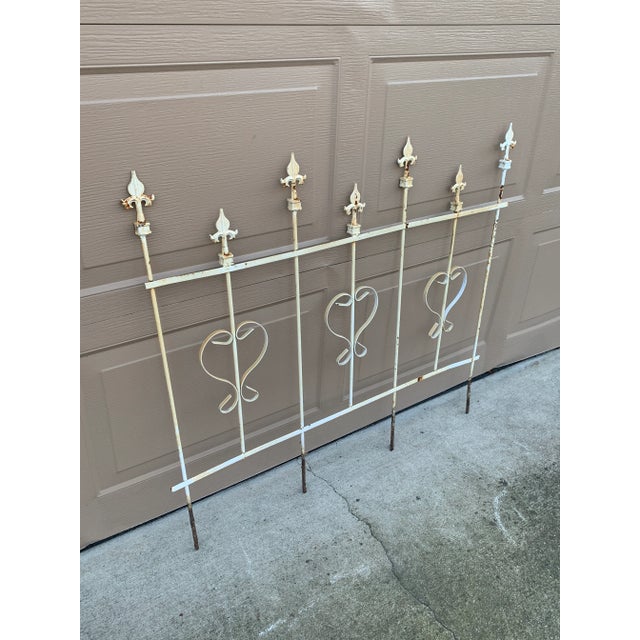 Vintage Fleur De Lis Wrought Iron Garden Trellis For Sale - Image 4 of 9