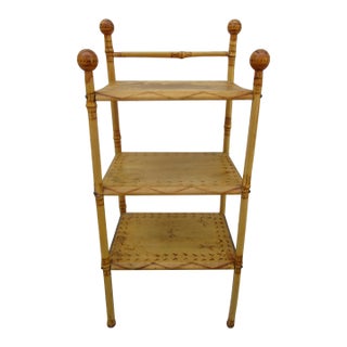 Burnt Bamboo Stick and Ball Style Etagere For Sale