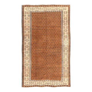 Mid 20th Century Vintage Turkish Kars Rug With Minimalist Modern Design in Brown, Mocha, Cream For Sale