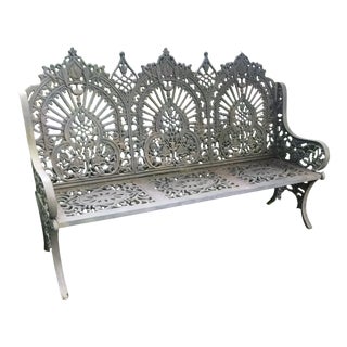 Gothic Cast Iron Garden Bench For Sale