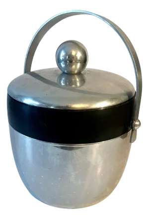 Mid Century Modern Aluminum and Resin Lined Ice Bucket with Handle