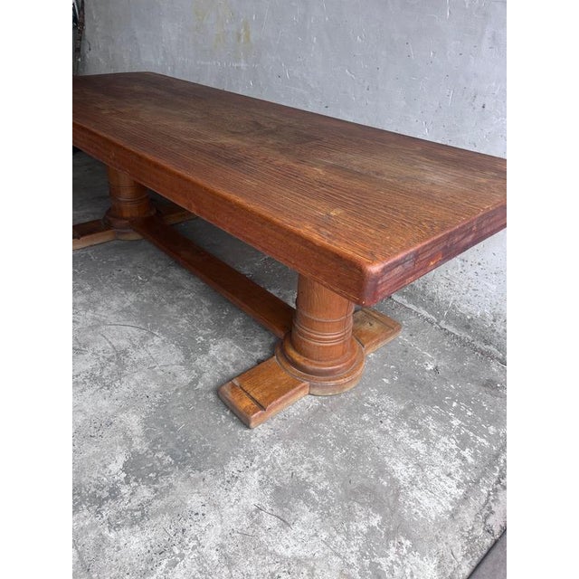 French Art Deco Oak Refectory Table, 1930 For Sale - Image 6 of 17