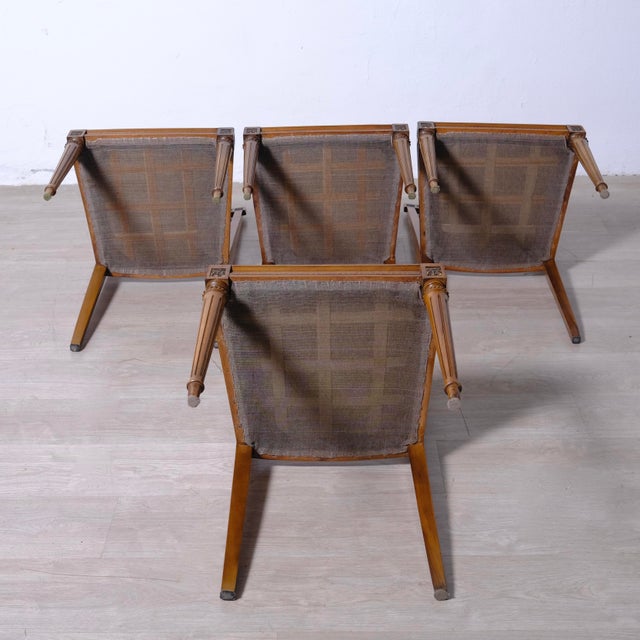 Louis XVI Chairs in Walnut, Italy, 1950s, Set of 4 For Sale - Image 14 of 16