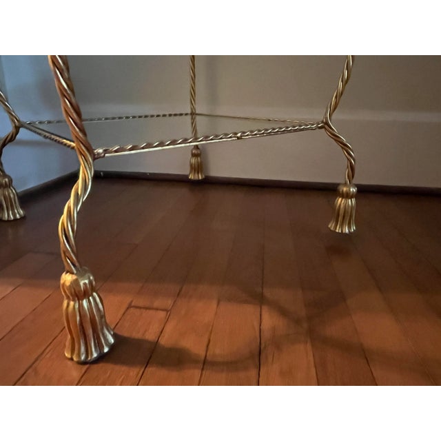 Gold Vintage Italian Iron Rope Etagere With Tassel Feet 1980’s For Sale - Image 8 of 10