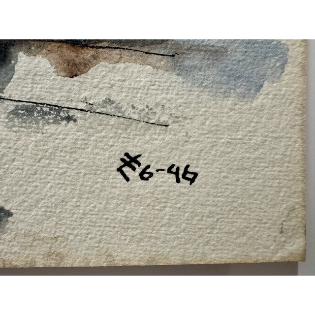 Henry Emil Salloch Original Watercolor on Paper Coastal Harbor, 1946 For Sale - Image 4 of 6