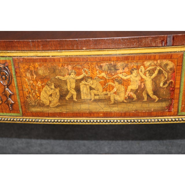 1920's Adams Style Paint Decorated Server Console Table Demilune Sideboard For Sale - Image 4 of 13