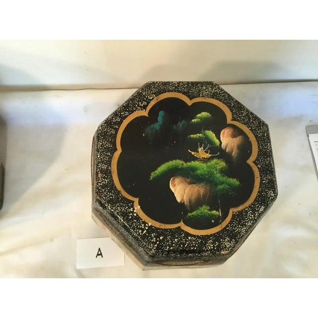 Chinese Octagon Vintage Wood Ginger Boxes For Sale - Image 3 of 14