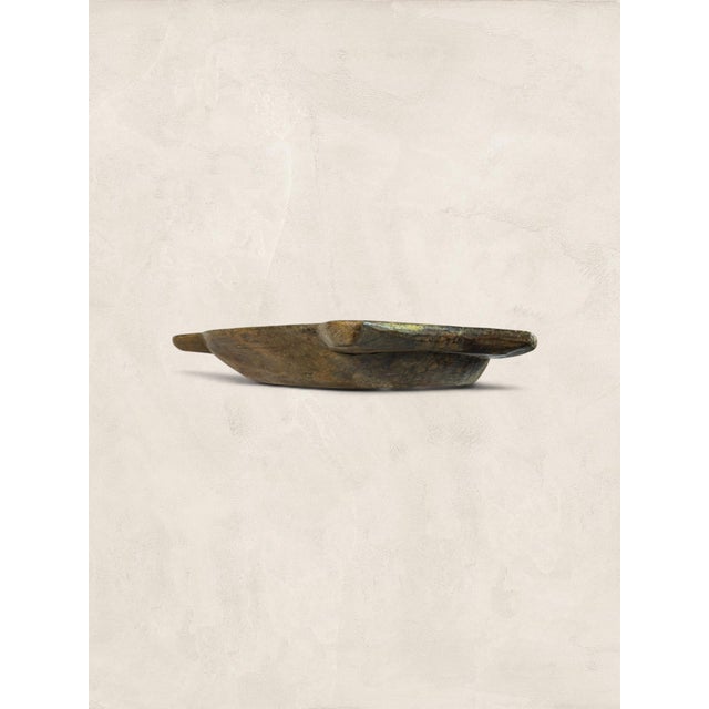 Chestnut Antique English Hand-Hewn Oak Dough Bowl Trencher For Sale - Image 8 of 11