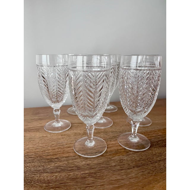 1990s 1990s Ralph Lauren Crystal Cut Herringbone Iced Tea Glasses - Set of 7 For Sale - Image 5 of 10