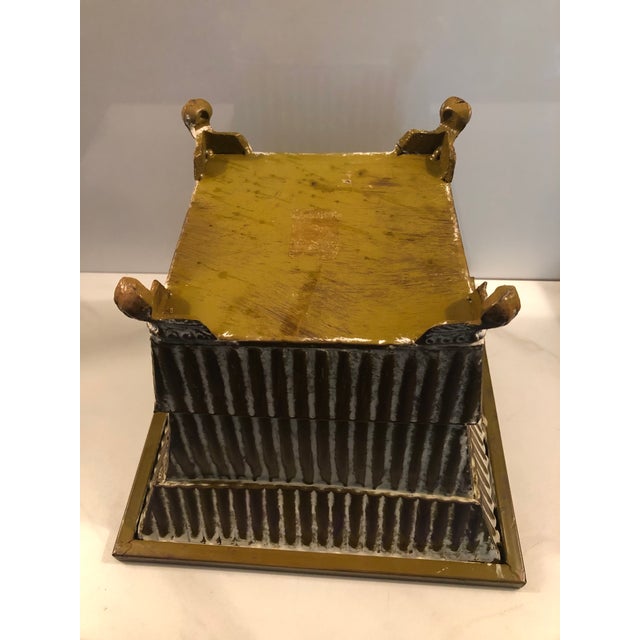 Metal Vintage Art Deco Style Footed Metal Planter For Sale - Image 7 of 8