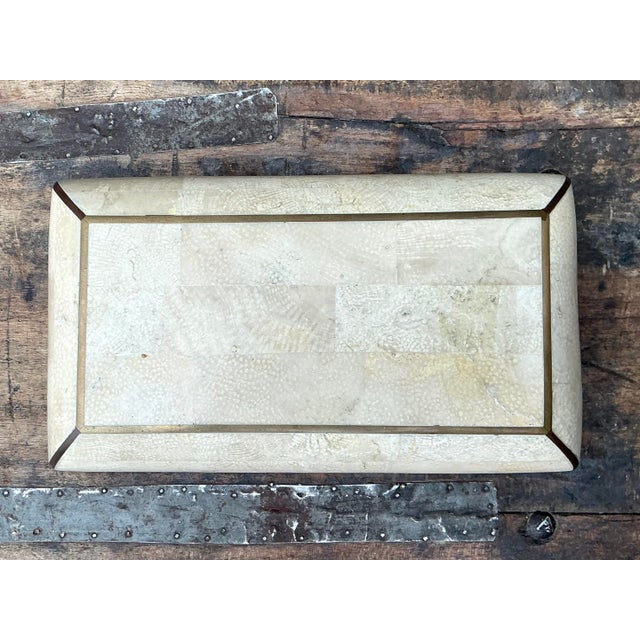 Late 20th Century Vintage Tessellated Snakeskin With Brass Inlay Detail For Sale - Image 5 of 12