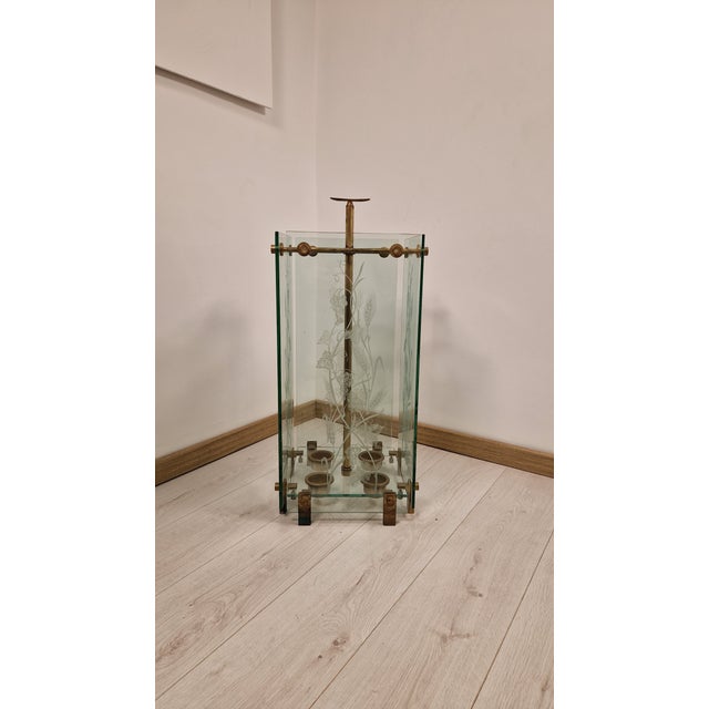 Umbrella Stand in Brass and Engraved Glass from Fontana Arte, 1950s For Sale - Image 17 of 18