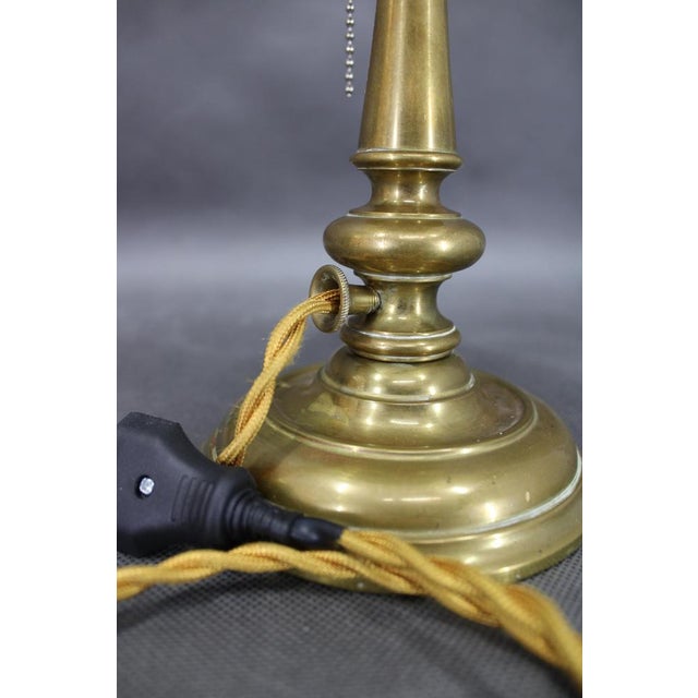Restored Brass Table Lamp with Glass Shade, 1940s For Sale - Image 10 of 16