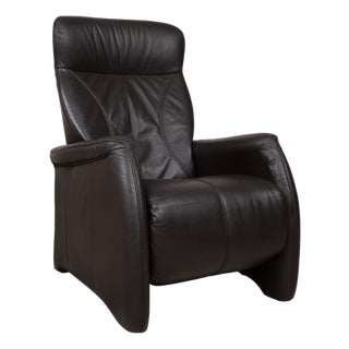 Cumuly Leather Armchair in Anthracite Grey with Manual Reclining Function by Himolla For Sale